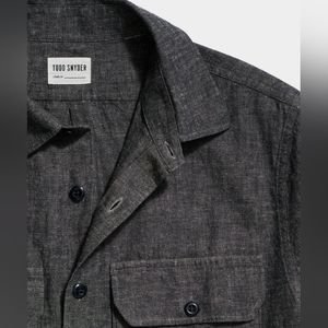 Lightweight Japanese Selvedge Chambray Utility Shirt in Charcoal